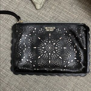 Victoria's Secret Black Clutch with Pink Cutout Design